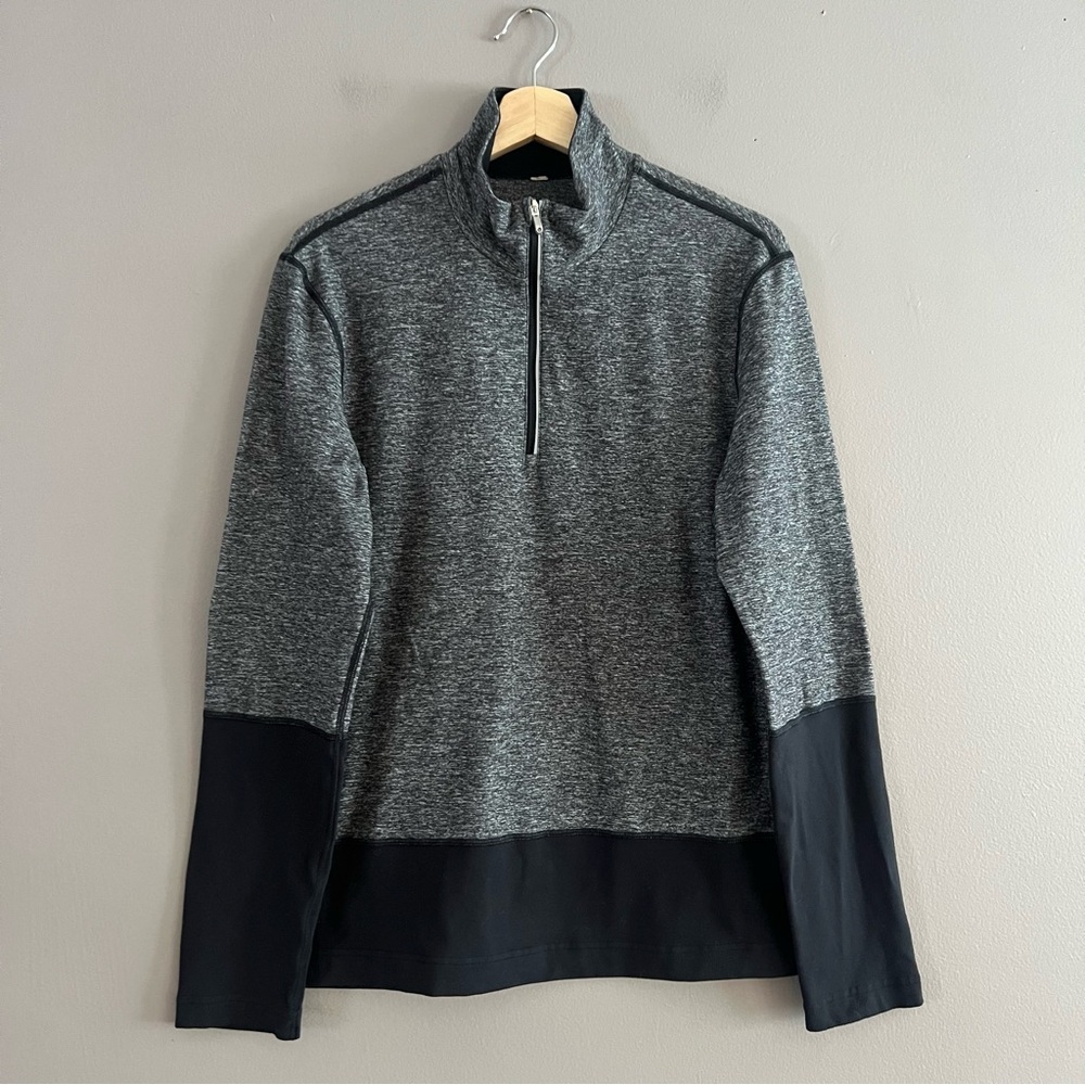 Lululemon Men's Speed 1/2 Zip Heathered Black Running Athletic Pullover Size M*